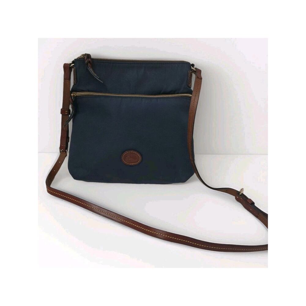 Dooney & Bourke Navy Crossbody with Brown Leather Trim